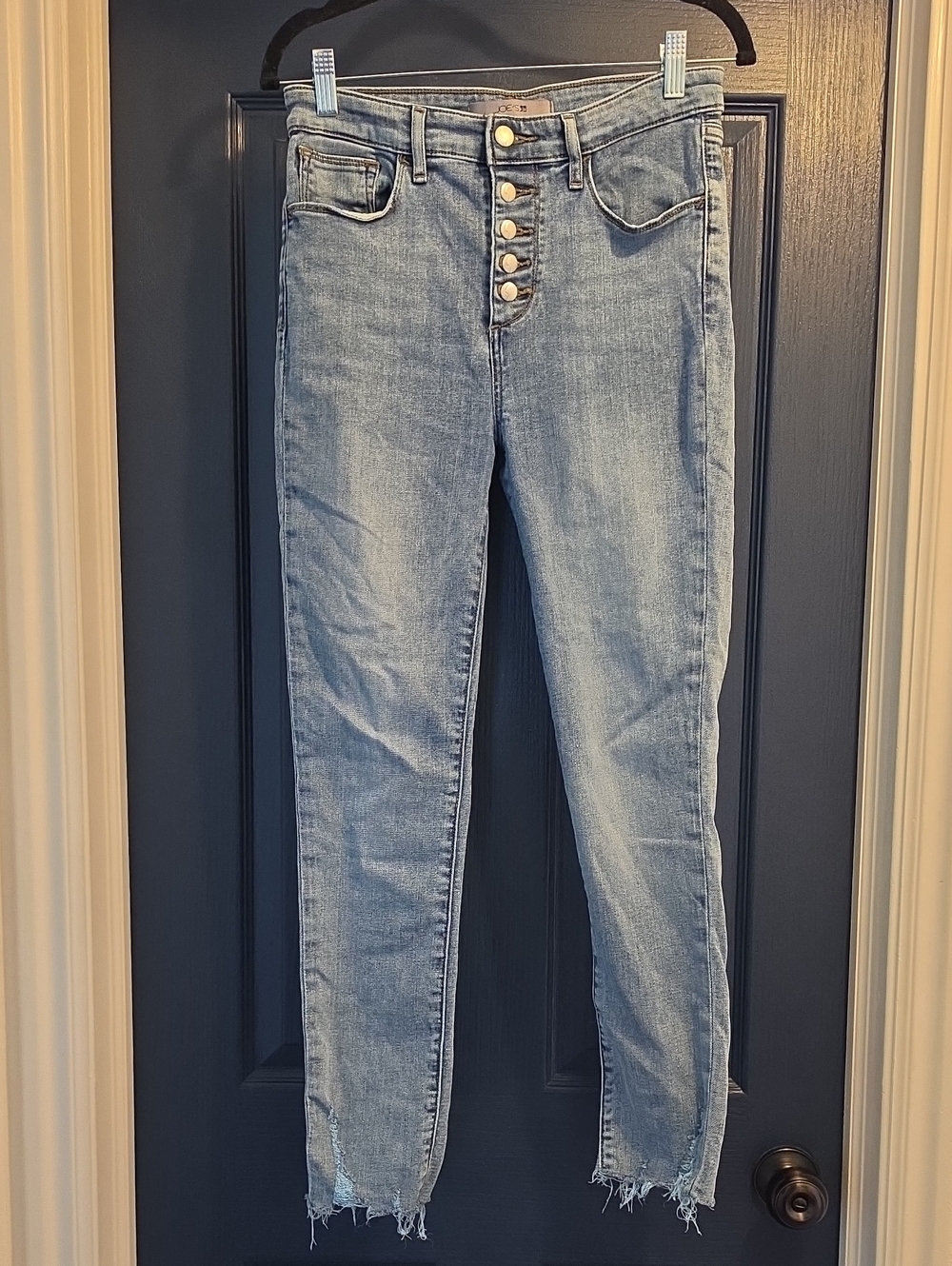 Joe's Jeans Light Blue High-Rise Button-Fly Slim Straight Jeans